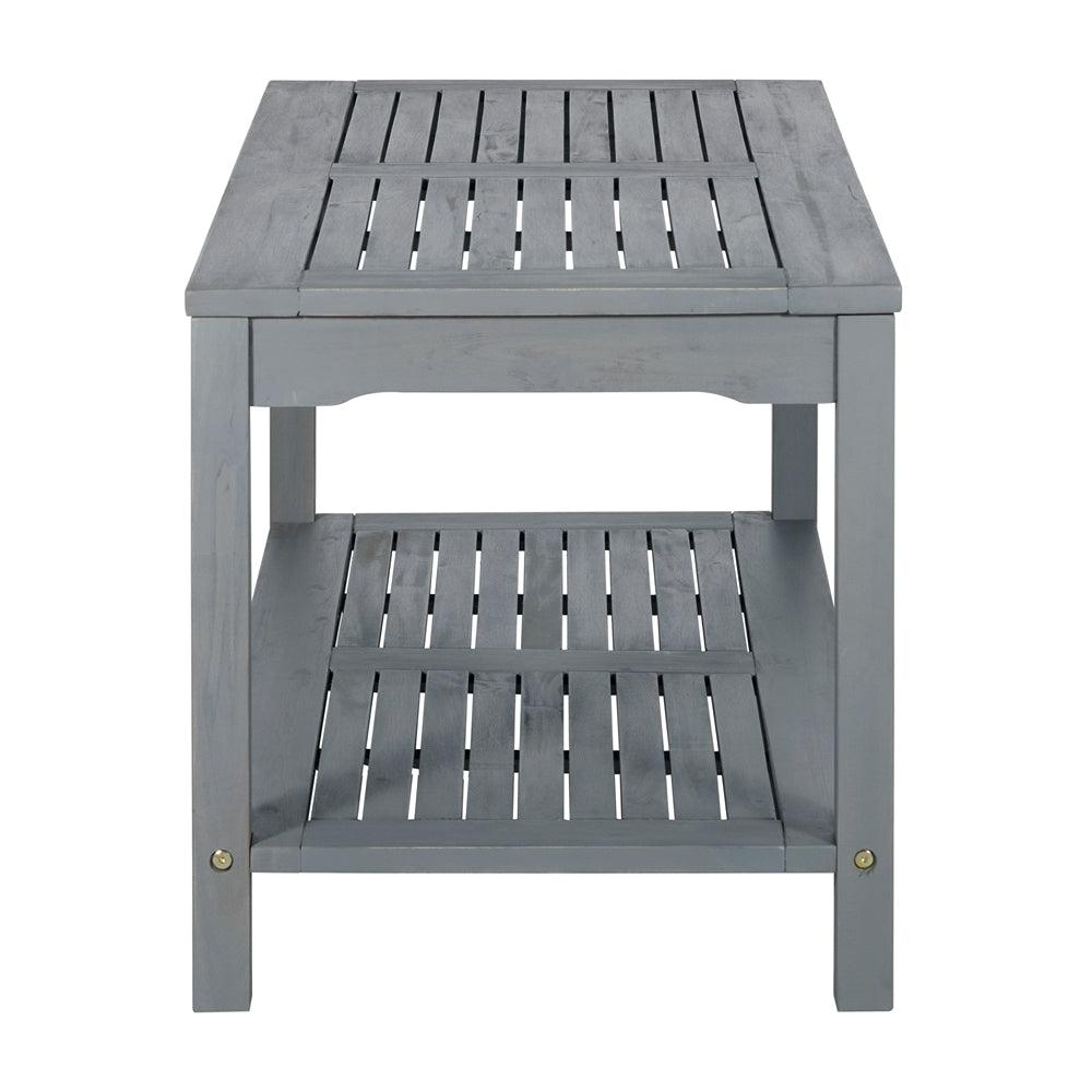 walker edison acacia wood grey wash outdoor coffee table