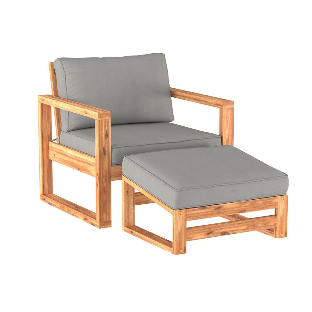 Walker Edison Hudson Patio Chair with Ottoman &amp; Cushions - Choice Stores