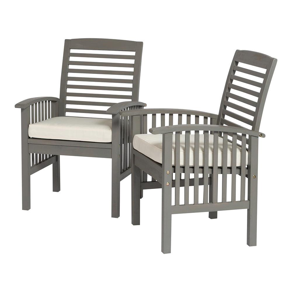 walker edison midland outdoor grey patio chairs with cushions - set of 2