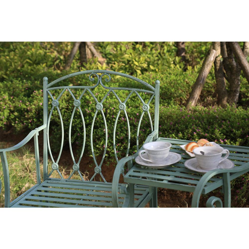 Lifestyle Living Capri Sage Green Outdoor Love Seat with Table - Choice Stores