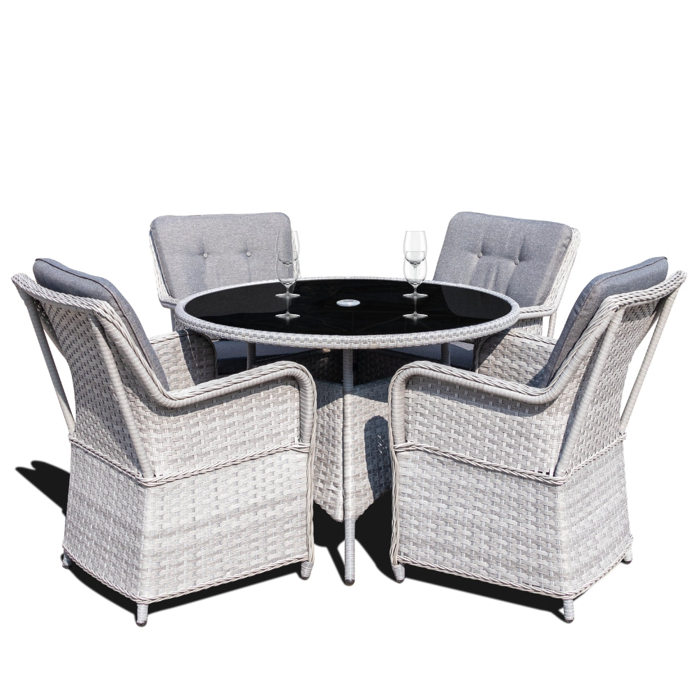 Lifestyle Living Luxar 4 Seater Grey Rattan Patio Dining Furniture Set