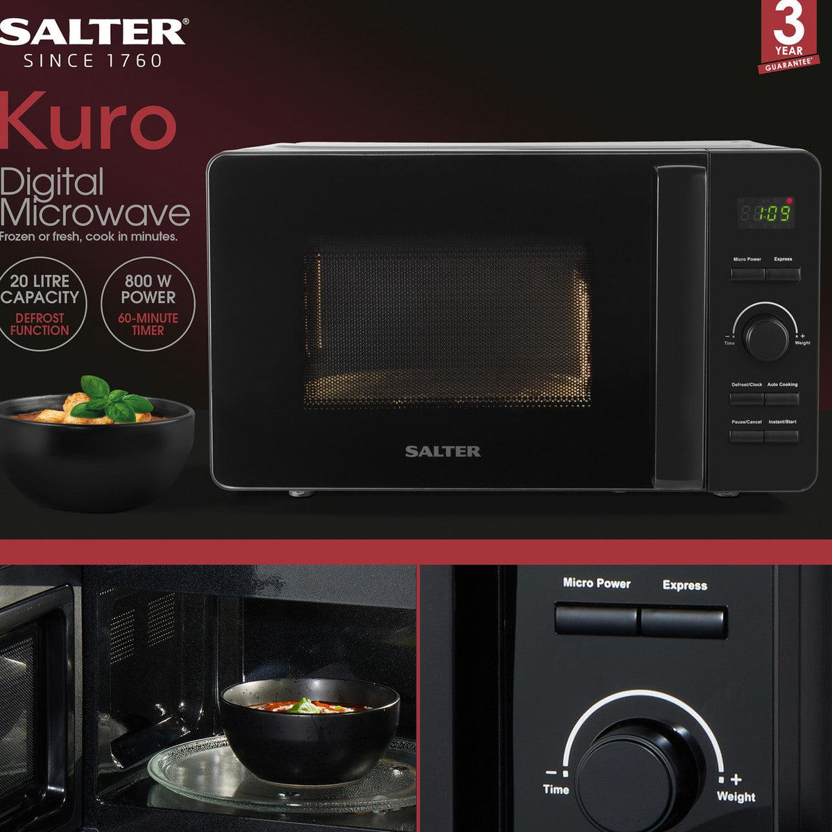 Salter Kuro Black Digital Microwave | 800W