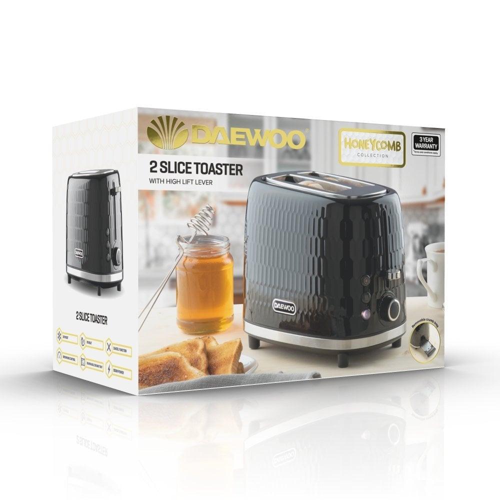 Daewoo Honeycomb Black 2 Slice Toaster - Choice Stores