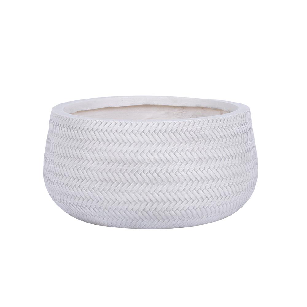 Garden Haven White Bamboo Clay Shallow Pot | Assorted Sizes - Choice Stores