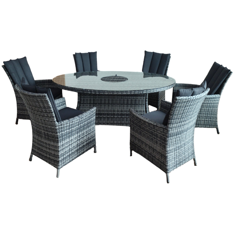 Lifestyle Living Belmont 6 Seater Grey Rattan Oval Dining Set