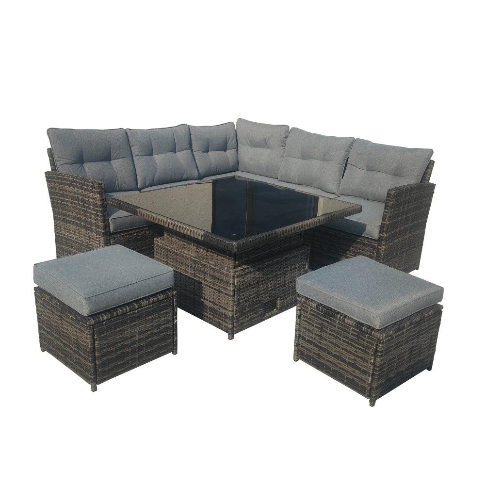 Lifestyle Living 6 Seater L Shape Grey Rattan Sofa Set - Choice Stores