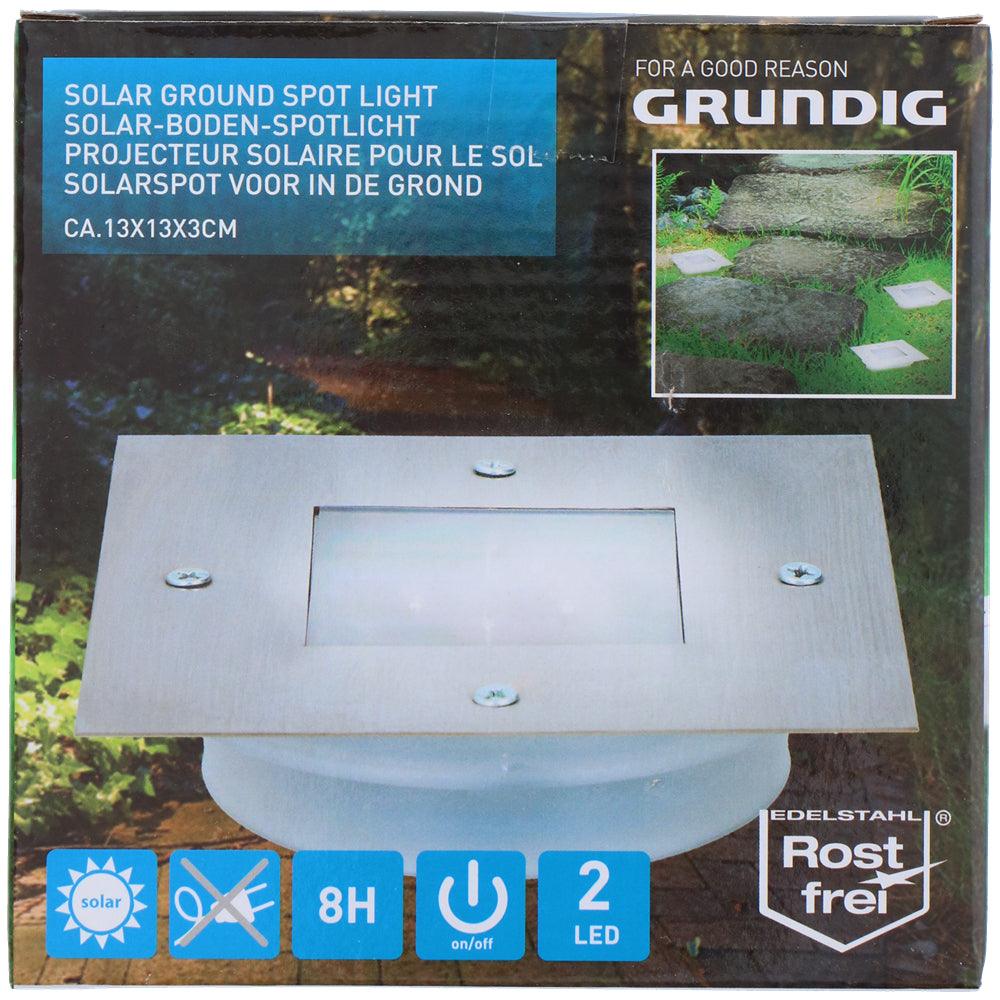 Grundig Solar LED Stainless Steel Square Ground Spot Light | 13cm