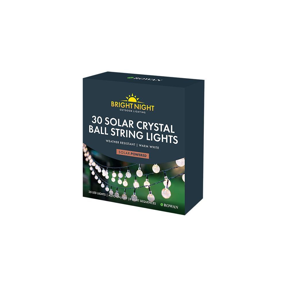 Rowan Bright Night 30 Warm White Solar LED Crystal Ball String Lights