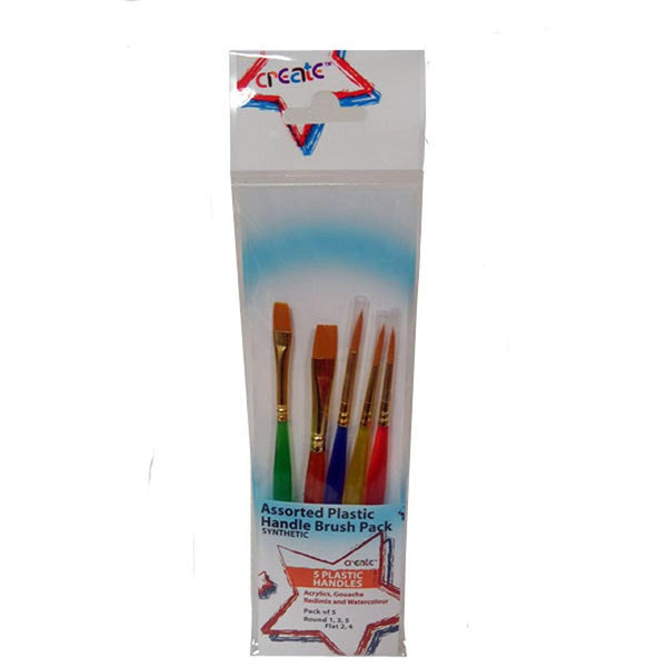 Create Assorted Plastic Handle Brush Set | Durable Synthetic Bristles