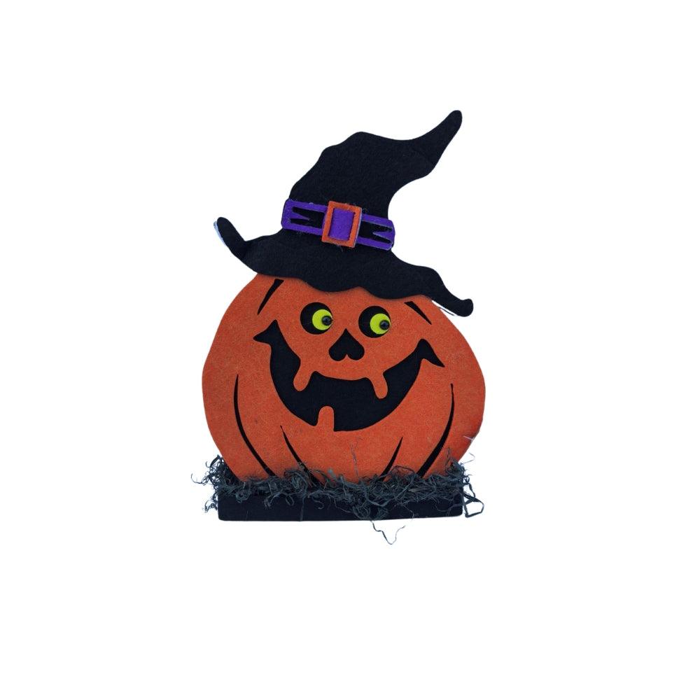 Pumpkin with Witches Hat on Base