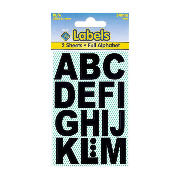 Esposti Durable Vinyl Large Black Letters | 24mm, 2-Pack