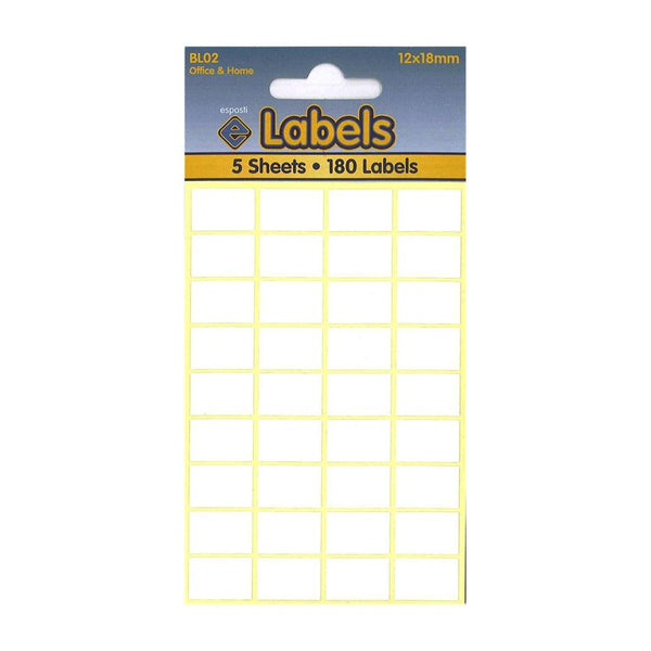 Esposti Professional Finish White Labels | 12X18mm, 5-Pack