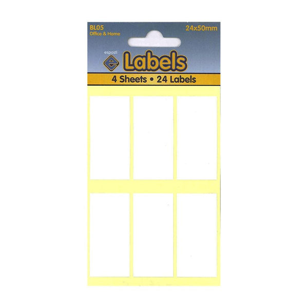 Esposti White Labels | 24 x 50mm |Pack of 4 | Easy Apply and Remove