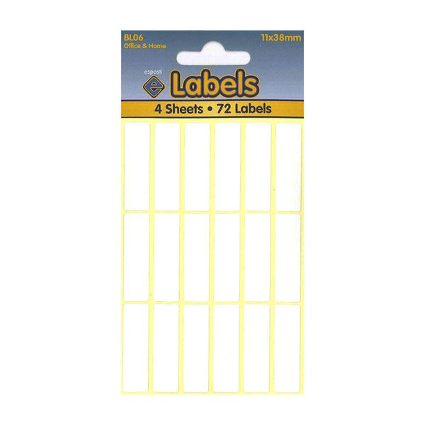 Esposti White Labels | 11x 38mm | Pack of 4 | Ideal for Workspace Organisation