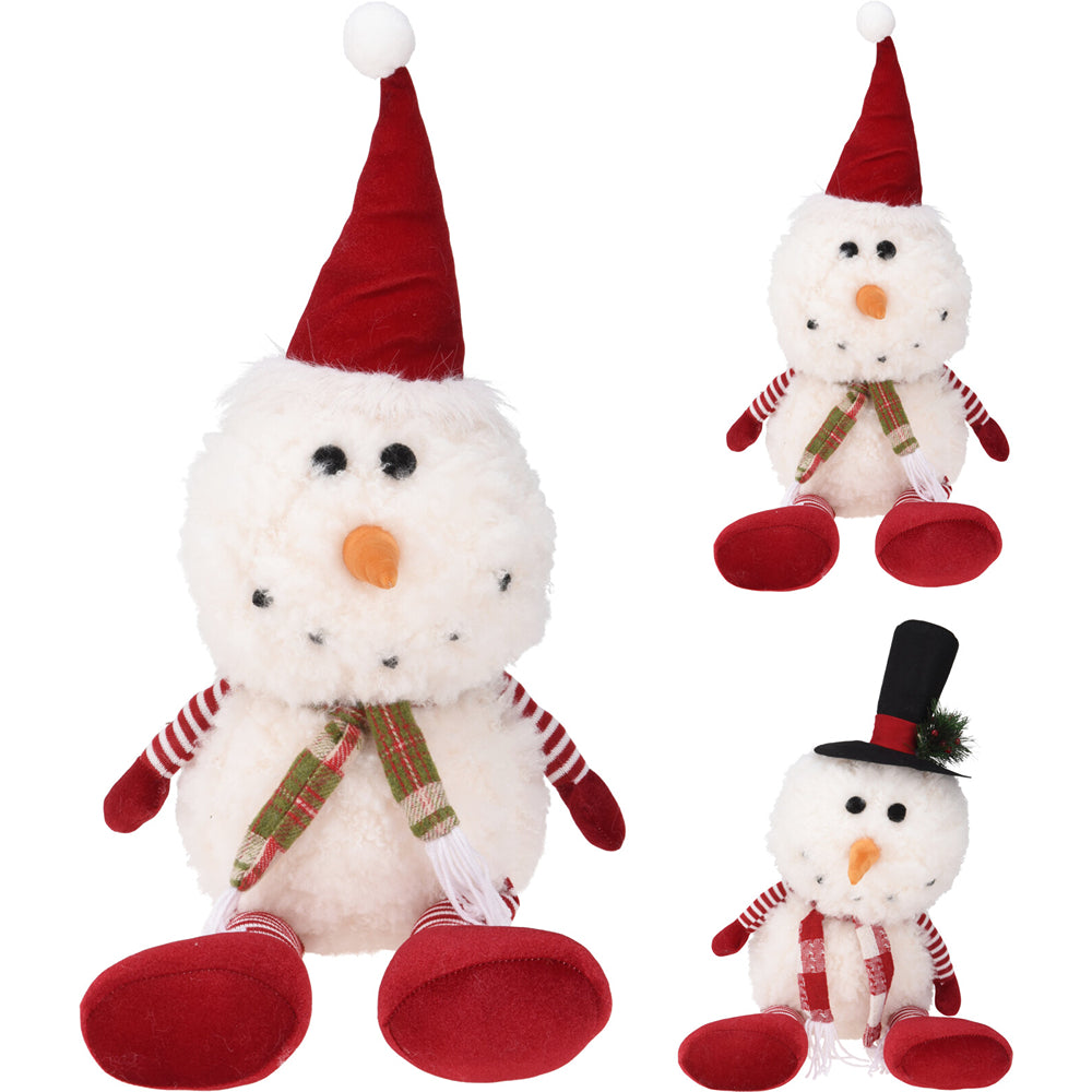 Christmas Snowman with Hat and Scarf Decoration | Red Hat, Tartan Scarf