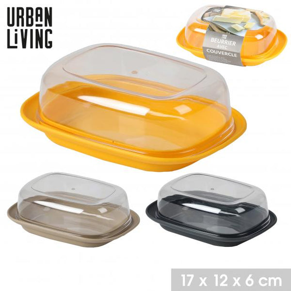 Urban Living Compact Plastic Butter Dish | 17 x 12 x 6cm