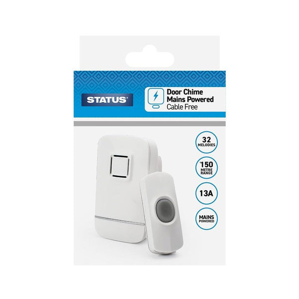 Status Mains Powered Door Chime | 32 Melodies, 150-Meter Range