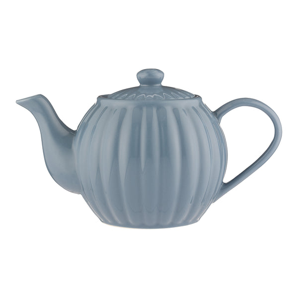Price & Kensington Luxe Ceramic Teapot | Bluebell, Ribbed Design, 6-Cup Capacity