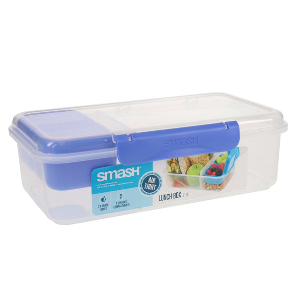 Smash 2.1L Leakproof Lunch Box with Compartments and Snack Boxes
