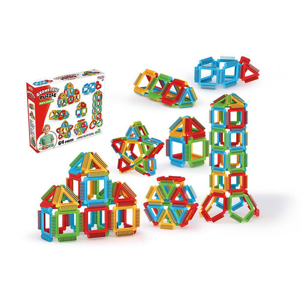 Dede Geometric Puzzle 64-Piece Set | Creative Shape Sorting & Learning Toy