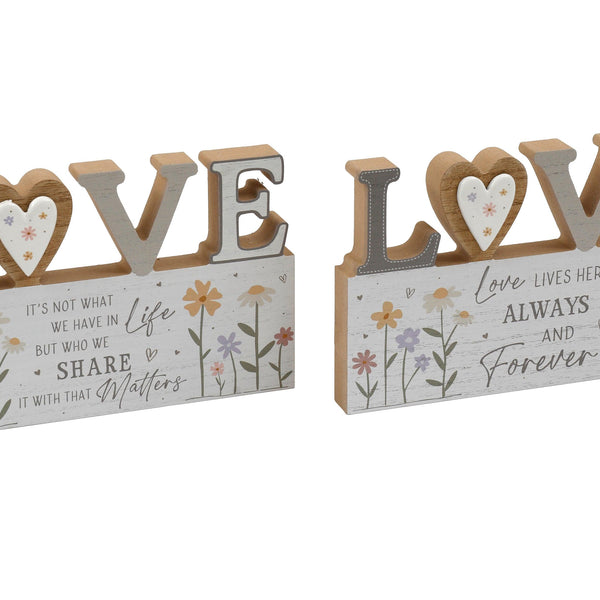 SIL Love Wood Decor | 20x12cm 3D Floral Design