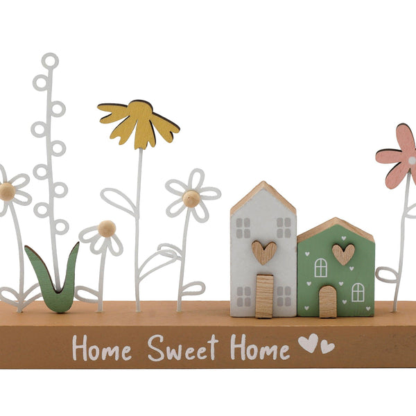 SIL Rustic Wood Flower/House Deco | 20x14.5cm