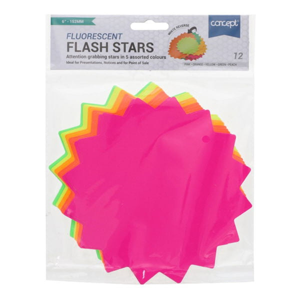 Concept Fluorescent Flash Stars 12-Pack for Presentations and Displays