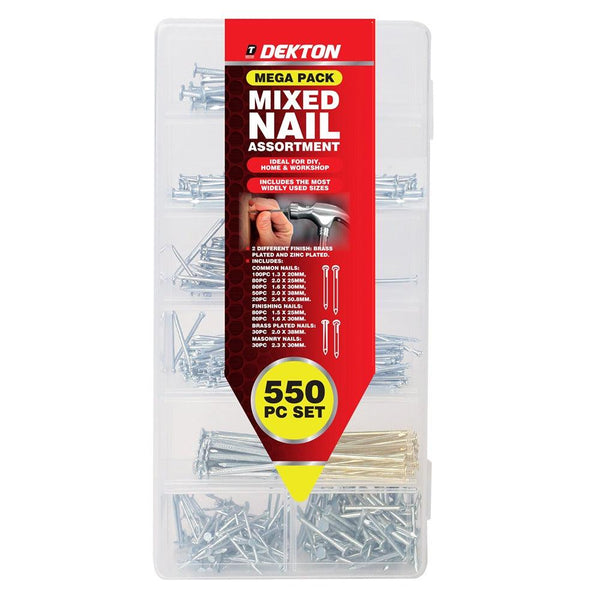 dekton nail assortment 550 pack with storage case