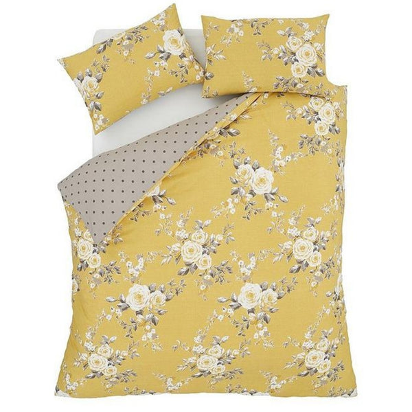 Catherine Lansfield Canterbury Ochre Reversible Quilt Set | Single