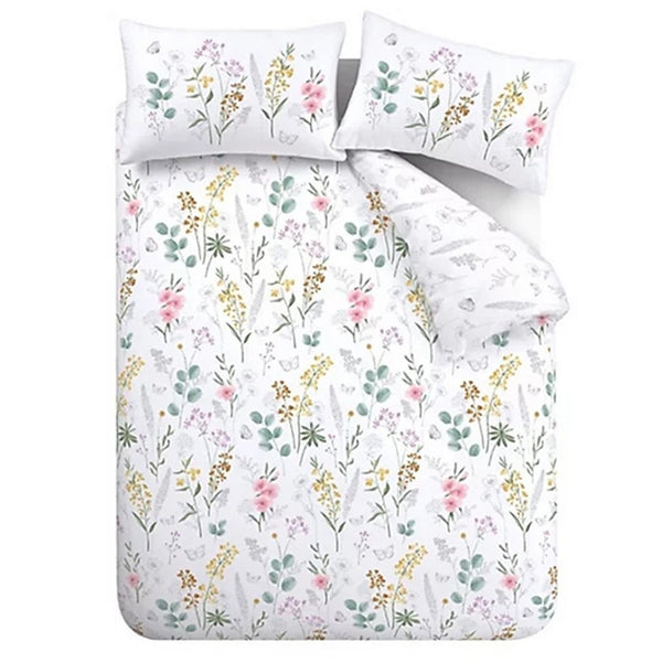 Catherine Lansfield Emilia Floral White Reversible Quilt Set | King Size