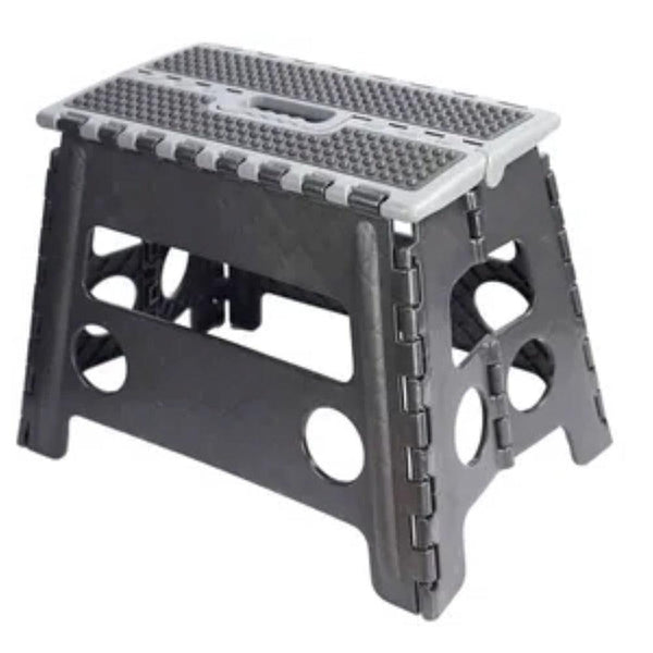 Dekton 32cm Folding Step Stool | Durable Plastic, Non-Slip Surface, Black and Grey