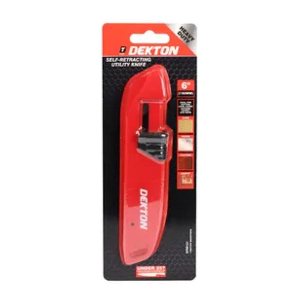 Dekton Self-Retracting Utility Knife | 6-Inch, Red