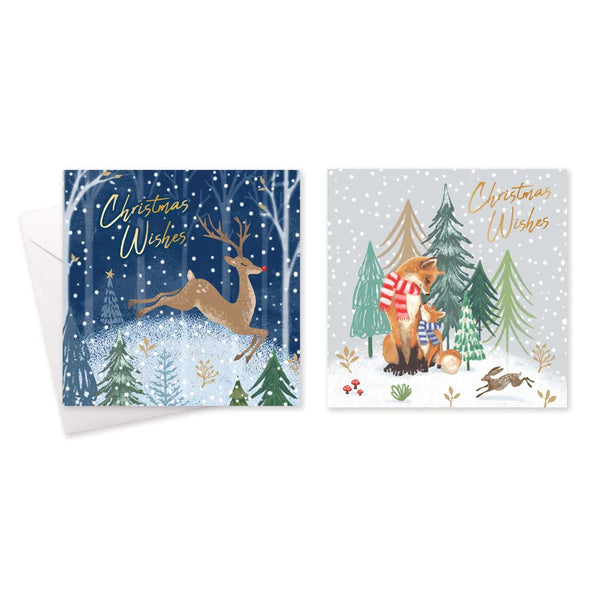 Christmas Country Woodland Square Greeting Cards | Pack of 10, with Envelopes