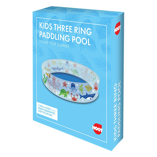 Hoot Kids Ocean-Themed Three Ring Paddling Pool | Heavy Gauge PVC