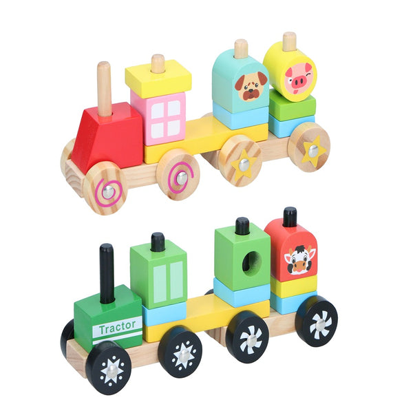 Marionette Wooden Stackable Train Set | Animal Motifs