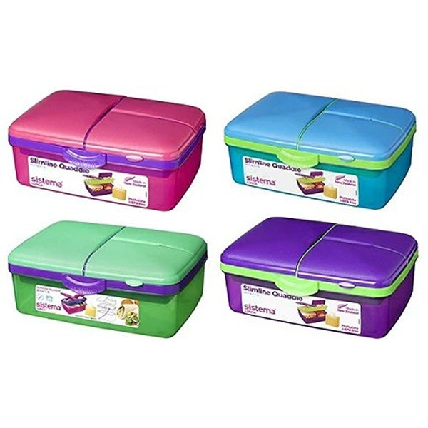 Sistema Slimline Quaddie Lunch Box | BPA-Free Plastic | Multi-Compartment Design