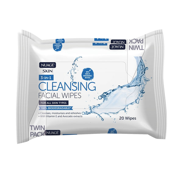 Nuage 3-In-1 Cleansing Facial Wipes | 40s