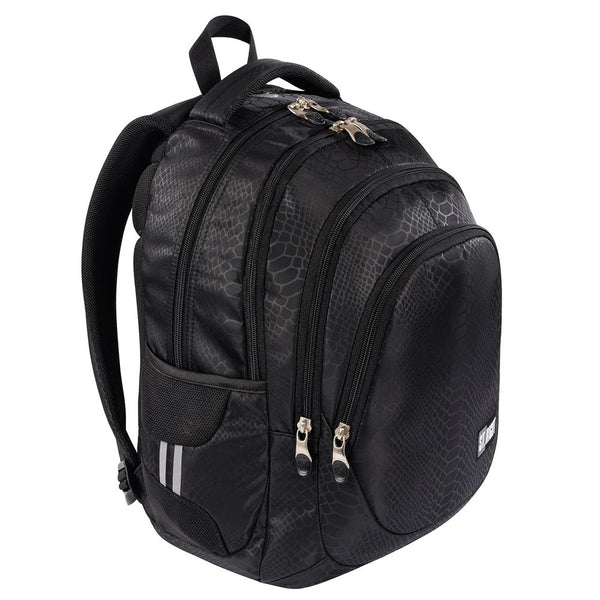 St. Right 17" Black Snakeskin Backpack | Durable Material, Multiple Compartments