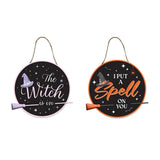 Fang-Tastic Hanging Witch Plaque with Broomstick