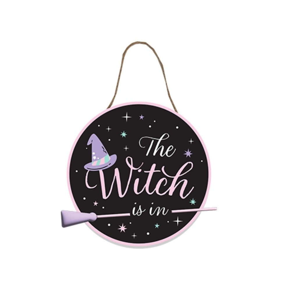 Fang-Tastic Hanging Witch Plaque with Broomstick