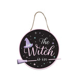 Fang-Tastic Hanging Witch Plaque with Broomstick