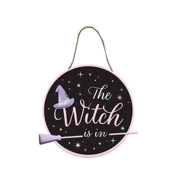Fang-Tastic Hanging Witch Plaque with Broomstick