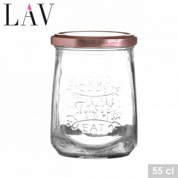 LAV Hermetique Clear Glass Jar | 55cl | Rose Gold Lid