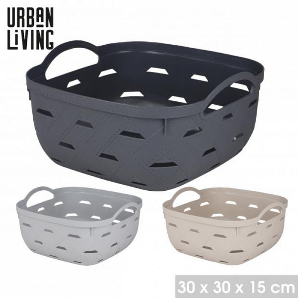 Urban Living Woven Pattern Plastic Storage Basket | 30 x 30 x 15 cm