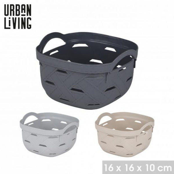 Urban Living Compact Plastic Storage Basket | 16 x 16 x 10cm | Dark Grey