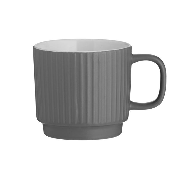 Mason Cash Embossed Line Ceramic Mug | Grey | 355ml