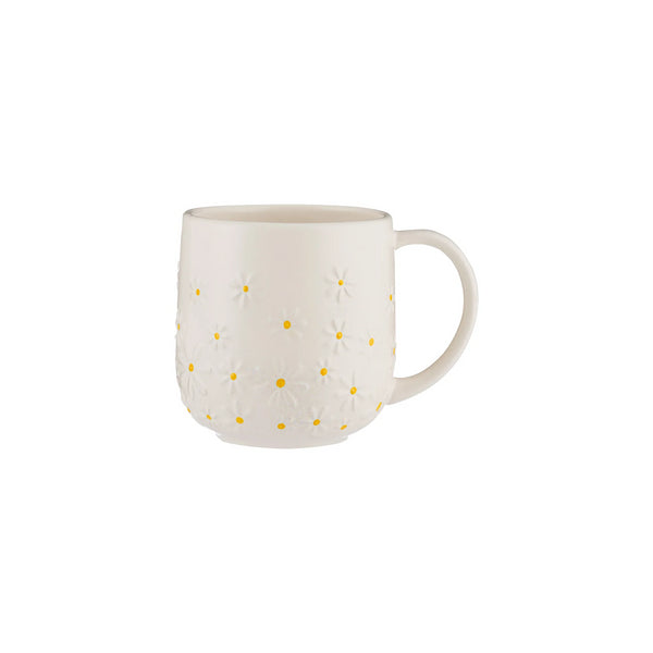 Price & Kensington Ceramic Daisy Mug | 360ml | Embossed Design with Yellow Accents