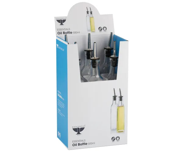 Ravenhead Rav Essentials Large Oil Bottle | Durable Glass with Stainless Steel Pourer | 500ml