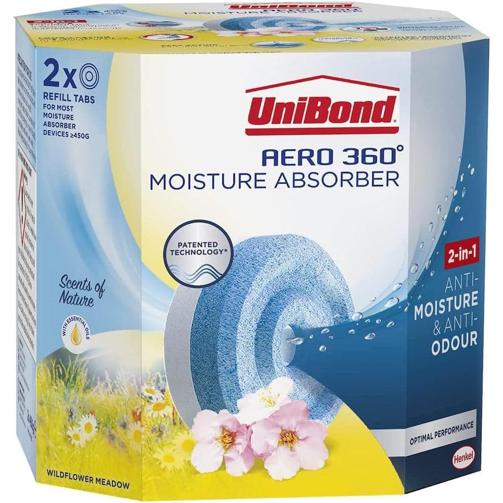 Unibond Aero 360 Moisture Absorber Wildflower Meadow Refill Tab | 2 x 450g - Choice Stores