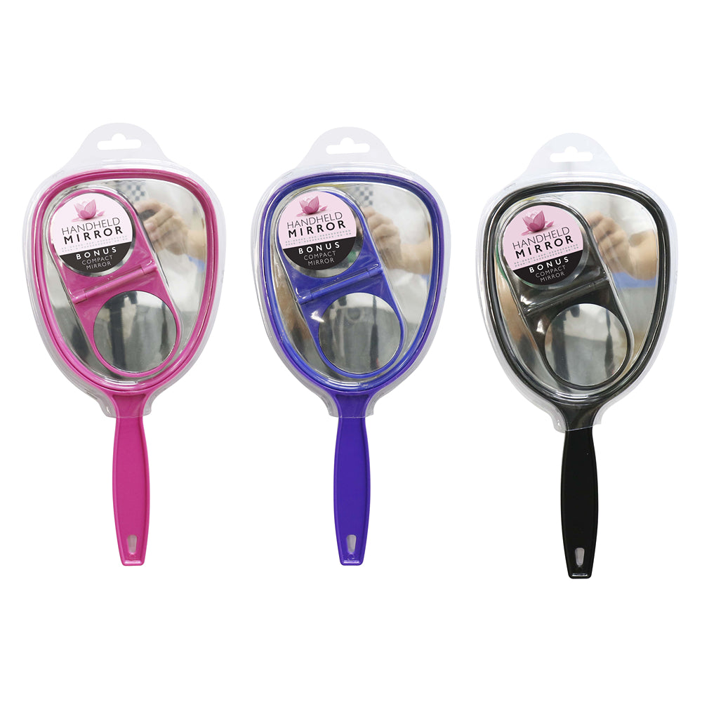 UBL Handheld Mirror With Free Compact | Beauty Mirrors | 3 Assorted